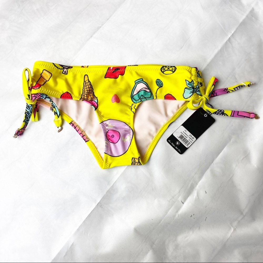 New Wildfox Emoji Ruched Boy Short Bikini Bottom